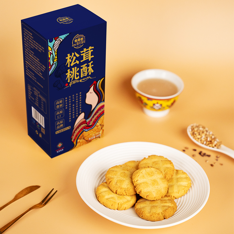 密奇奇四川甘孜州特产 川西高原松茸味桃酥饼干160g/盒